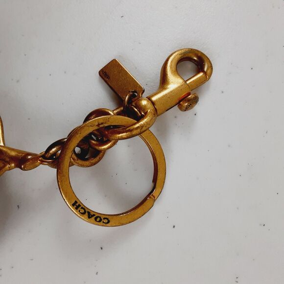 Coach Cherries Keyfob Brushed Antique Brass & Solid Resin Cherries Charm 5" - Picture 3 of 13